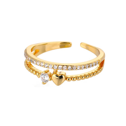 Zircon Round Rings For Women Punk Rock Chain Esthetics Open Adjusted Ring Accessories Finger Jewelry Dainty Gift Bijoux Femme