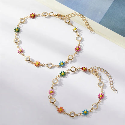 Exquisite Boho Candy Color Heart Shaped Crystal Bracelet for Women Fashion Charm Zircon Butterfly Pearl Metal Chain Bracelets