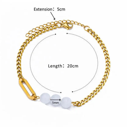 Anklets for Women Stainless Steel Stone Beaded Chain Anklet Summer Beach Accessories Boho Leg Bracelets Jewelry Tobilleras Mujer