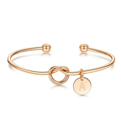 Trendy Initial Coin Charm Bangle for Women Men Lover Wife Stainless Steel Letter Cuff Bracelet Couple Jewelry Dropshipping