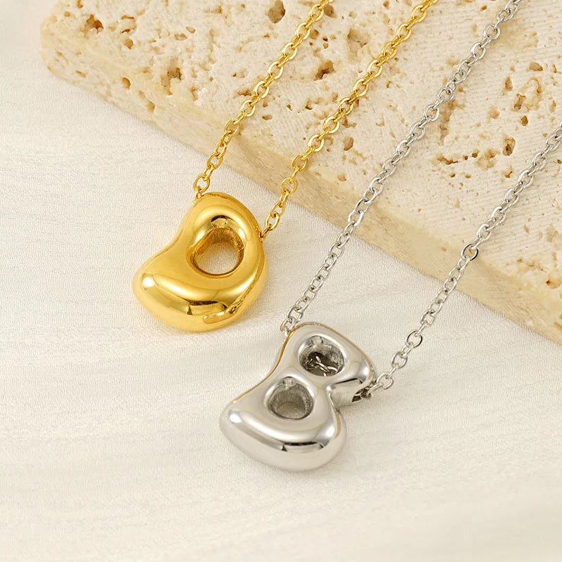 LATS 26 English Letter Gold Color Stainless Steel Necklace for Women Personalized Jewelry Gifts Fashion Accessories