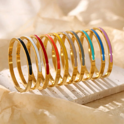 Zalman Colorful Enamel Bangles Women Gold Color Stainless Steel Simple Romantic Bracelet Never Fade Wholesale 2023