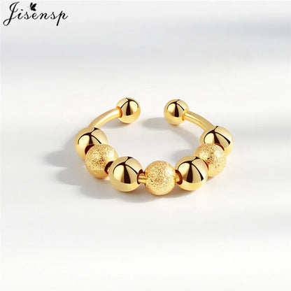 Simple Metal Beads Fidget Rotating Rings for Women Men Rotate Freely Anti Stress Anxiety Ring Spiral Round Ball Rotate Jewlery
