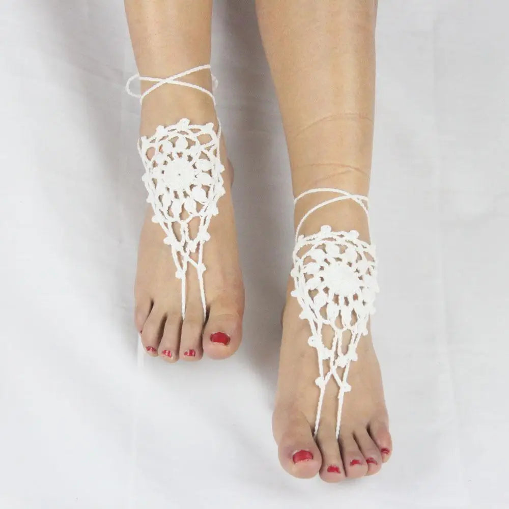 Crochet Barefoot Sandals Wedding Anklets Beach Anklets Shoes Ornament Ankle Bracelet
