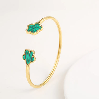 Fashionable New Design Stainless Steel Metal Gold Silver Five Leaf Flower Bracelet High Quality Women's Temperament Gift Clover