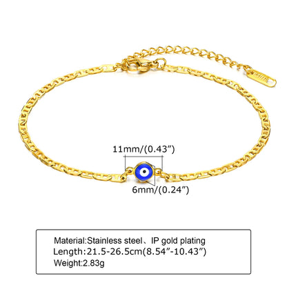 Anklets for Men, Turkey Evil Blue Eye Anklet. Stainless Steel Flat Mariner Link Ancho Chain Bracelet Anklet, Women Jewelry