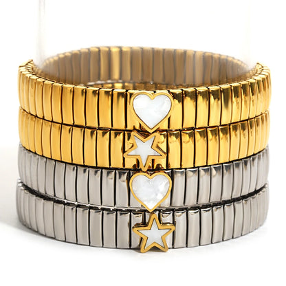 Greatera Elastic Love Ring Bangle For Women Men Fashion Multiple Stainless Steel Star Pattern Charm Watch Strap Bracelet Jewelry