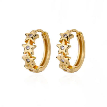 Zircon Star Earring For Women Girl Stainless Steel Hoop Piercing Earring y2k 2023 New Jewelry Accessories aretes free shipping