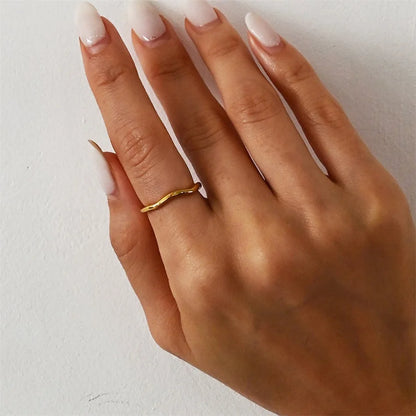 Stainless Steel Ring for Women Irregular Wave Rings Trendy Simple Geometric Handmade Couple Jewelry Wholesale Dropshipping