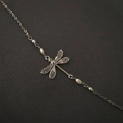 Anklet Jewelry Fashion Dragonfly Anklet With Pearl Dragonfly Simple Bracelet Ankle Pearl and American Lady European Beach D8S9
