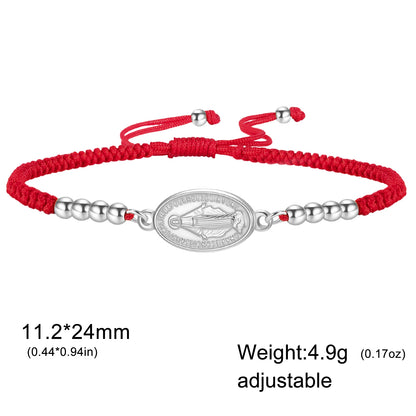 Stainless Steel Beaded Cross Virgin Mary Pendant Bracelet Fashion Jewelry Bracelet Gift for Woman