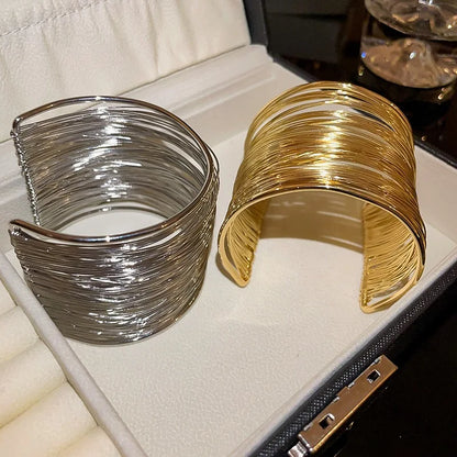 Open bracelet for women Men Metal Wire Intersecting Bracelet fashion girl Trendy armband Arm ring Exaggerated  Jewelry gifts