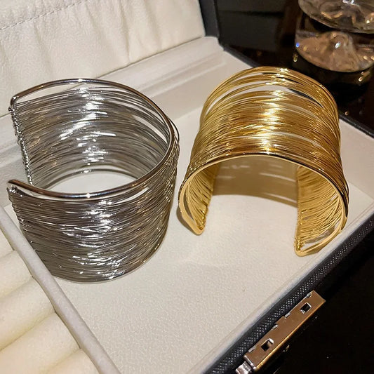 Open bracelet for women Men Metal Wire Intersecting Bracelet fashion girl Trendy armband Arm ring Exaggerated  Jewelry gifts