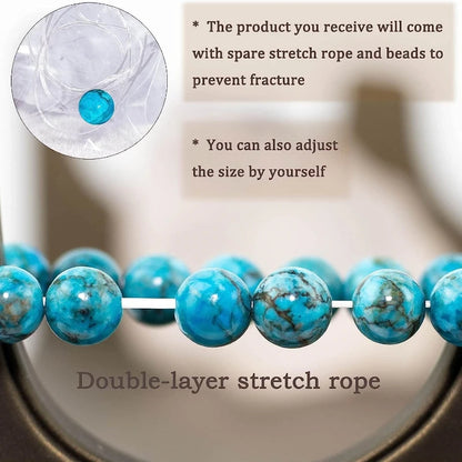 Natural Gemstone Bracelet 8mm Round Beads Healing Blue Magnesite Turquoise For Women Men Party Fashion Jewelry Christmas Gifts