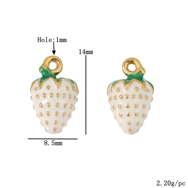3pcs/lot Stainless Steel Enamel Strawberry Charms Pendants for DIY Jewelry Necklace Earrings Bracelets Making Accessories