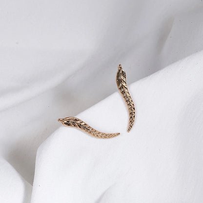 New Fashion Jewelry Leaf Stud Earrings For Women 2024 Hot Sale 1 Pair Ear Cuff Gold-color Earring Wholesale