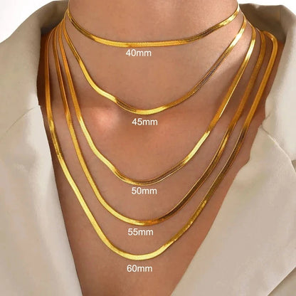 Gold Color Stainless Steel Blade Snake Chain Necklace for Women Men Herringbone Choker Neck Chains 2024 Trend Jewelry Gift Hot