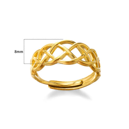 Stainless Steel Rings for Women Gold Color Couple Jewelry Aesthetic Accessorie Adjustable Punk Embossed Hollow Ring