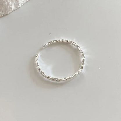 Real 925 Sterling Silver Minimalist Geometric Round Adjustable Rings for Women Trendy Fine Jewelry Irregular Accessories