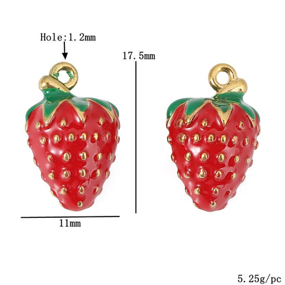 3pcs/lot Stainless Steel Enamel Strawberry Charms Pendants for DIY Jewelry Necklace Earrings Bracelets Making Accessories