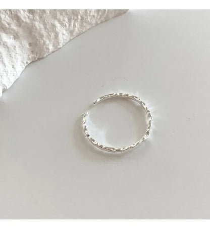 Real 925 Sterling Silver Minimalist Geometric Round Adjustable Rings for Women Trendy Fine Jewelry Irregular Accessories