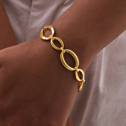 Distinctive Elliptical Bracelet for Women,Hand-made Chain Stainless Steel Bracelets,Trendy Waterproof Jewelry Gift