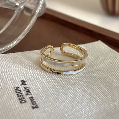 Shell Opal Stone Cuff Rings For Women Girl 2024 New Trend Fashion Personalized Vintage Jewelry Ladies Gifts Party anillos mujer