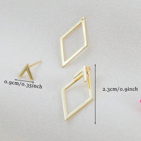 LATS Minimalist Geometric Square Detachable Triangles Stud Earrings for Women Fashion Jewelry Accessories Party Gifts