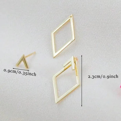 LATS Minimalist Geometric Square Detachable Triangles Stud Earrings for Women Fashion Jewelry Accessories Party Gifts