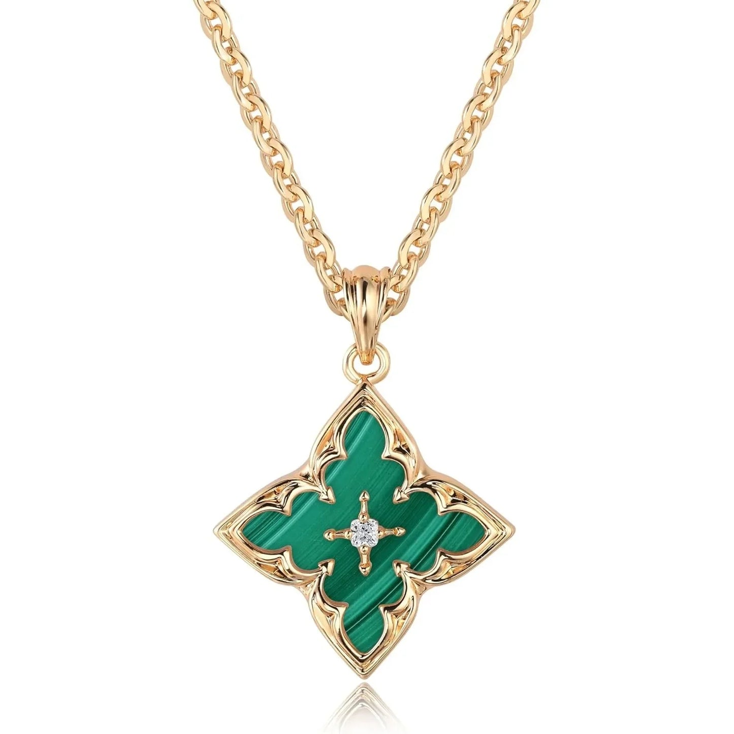 Clover Necklace for Women Dainty Gold Plated CZ Pendant Necklace Adjustable Chain Clover Pendant Necklaces for Women Jewelry