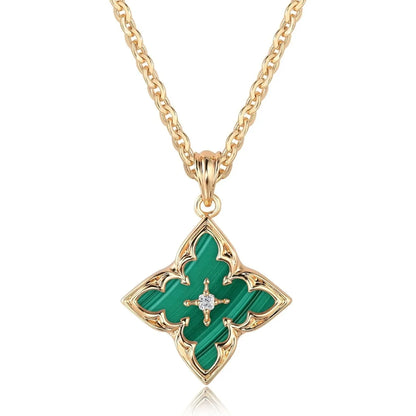Clover Necklace for Women Dainty Gold Plated CZ Pendant Necklace Adjustable Chain Clover Pendant Necklaces for Women Jewelry