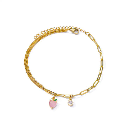 Elegant Zircon Flowers Bracelet For Women Girls Charm Gold Color Stainless Steel Plant Bracelets Luxury Designer Jewelry Gifts
