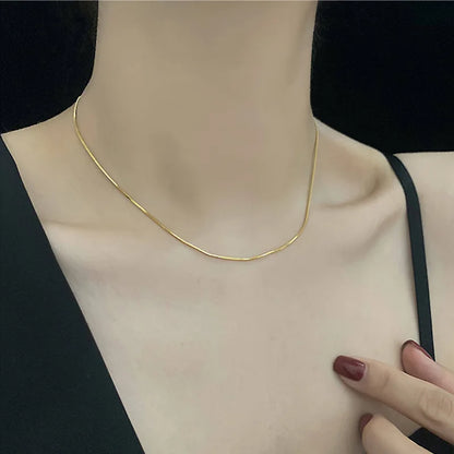 LATS New Stainless Steel Shiny Polish Snake Chain Choker Necklace for Women Men Fashion Jewelry