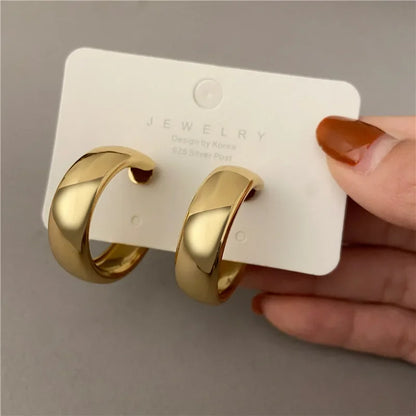 LATS New Design Trendy Retro Geometric Hoop Earrings for Women Irregular Light Luxury Simple Circle Earings Fashion Jewelry Gift