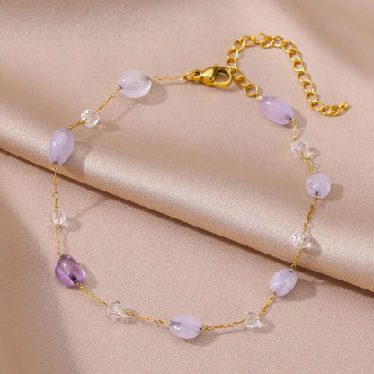 Anklets for Women Stainless Steel Stone Beaded Chain Anklet Summer Beach Accessories Boho Leg Bracelets Jewelry Tobilleras Mujer