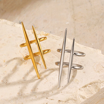 LATS New Design Fashion Pop Gold-Plated Stainless Steel Line Ring for Women Couple Personality Hip Hop Jewelry Wholesale