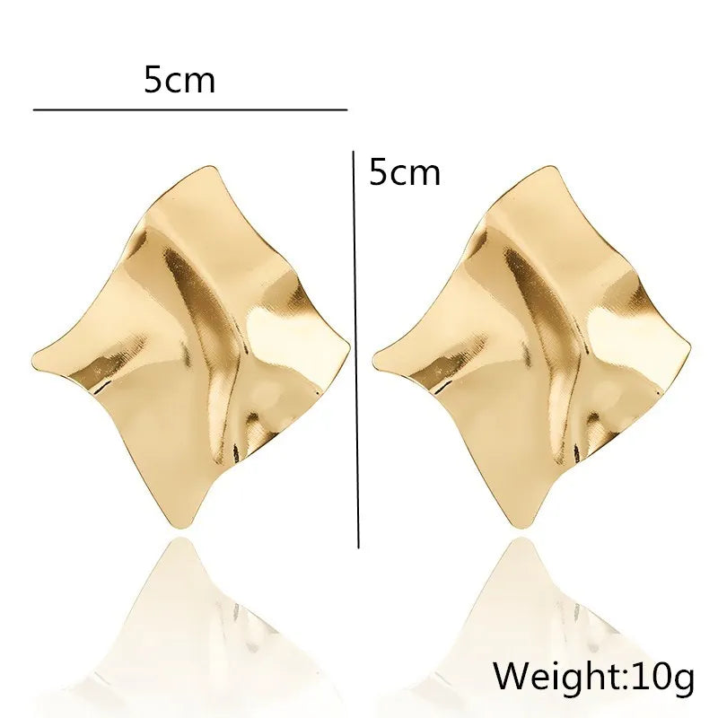 Retro Exaggerate Metal Statement Earrings for Women European Fashion Round Star Square Leaf Twist Geometry Long Earrings Jewelry