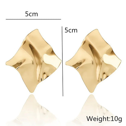 Retro Exaggerate Metal Statement Earrings for Women European Fashion Round Star Square Leaf Twist Geometry Long Earrings Jewelry