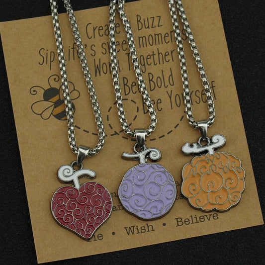 Anime Necklace for Women Men Metal Necklaces Ace Law Cursed Devil Fruit Jewelry Pendant Chains Choker Collares