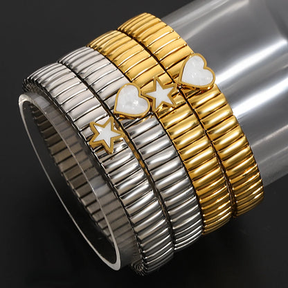 Greatera Elastic Love Ring Bangle For Women Men Fashion Multiple Stainless Steel Star Pattern Charm Watch Strap Bracelet Jewelry