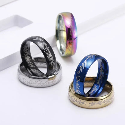 New Lord of The Finger Rings Movie with The Same Inside and Outside 3D Engraving Spanish Sanskrit Ring