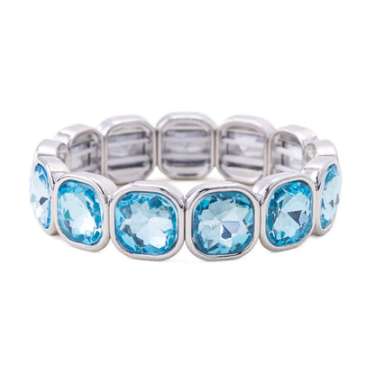 Boho Style Fashionable Light Luxury Square Beaded Inlaid Crystal Elastic Rope Bracelet Women's Jewelry