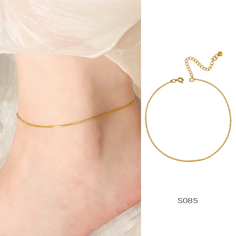 Anklets For Women Stainless Steel 18K Gold Plated High Quality No Tarnish Women's Ankle Bracelets Foot Chains Luxury Ankle Strap