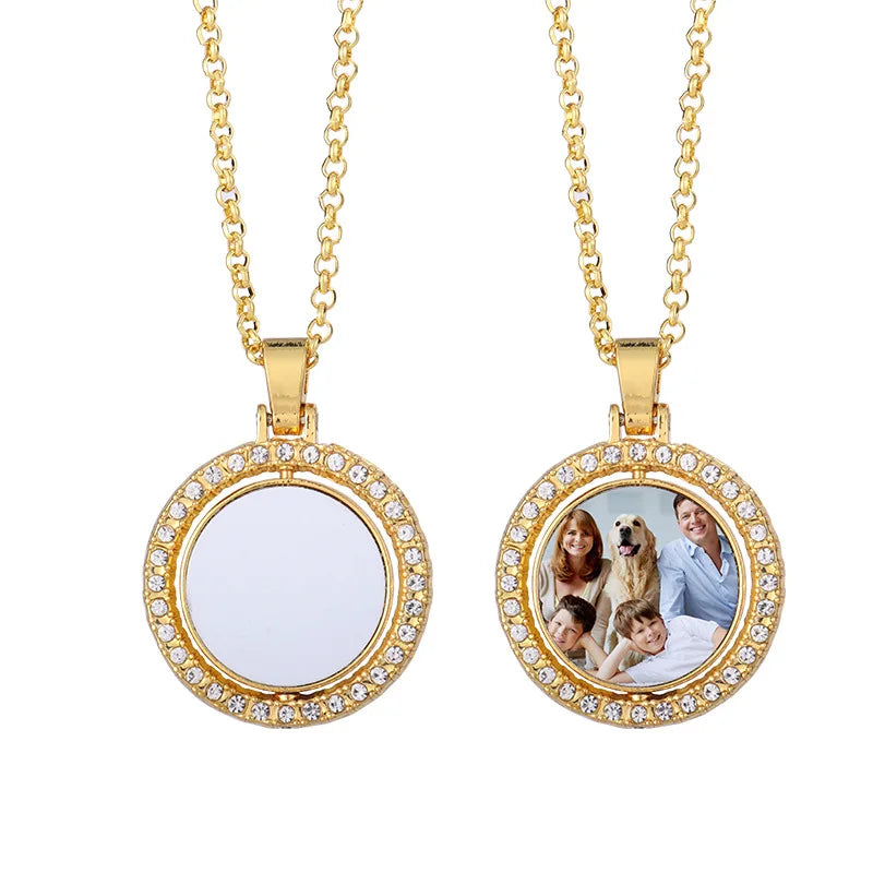 Custom Round Pendants Necklace Fashion Jewelry DIY Print Your Design Customize Birthday Anniversary Valentine's Day Gift