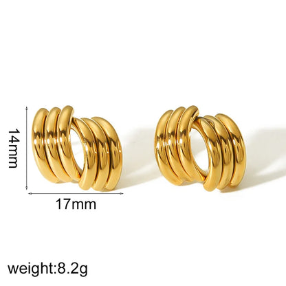 Stainless Steel Irregular Distort Geometry Hoop Earrings for Women Vintage Gold Plated Metal Smooth Earrings Charm Jewelry Gift