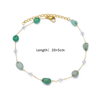 Anklets for Women Stainless Steel Stone Beaded Chain Anklet Summer Beach Accessories Boho Leg Bracelets Jewelry Tobilleras Mujer