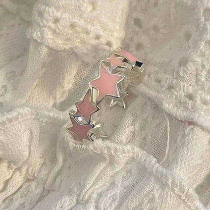 Korean Irregular Star Personalized Rings for Women Geometric Kpop Finger Buckle Jewelry Accessories Y2K Open Ring Christmas Gift