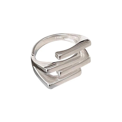 BF CLUB 925 Sterling Rings for Women Simple Geometric Handmade Irregular Retro Ring Gold Zircon Allergy For Birthday Gift