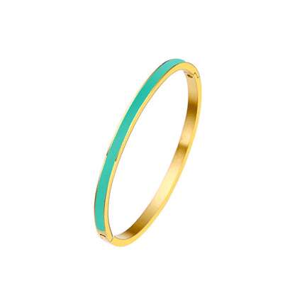Zalman Colorful Enamel Bangles Women Gold Color Stainless Steel Simple Romantic Bracelet Never Fade Wholesale 2023