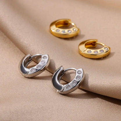 Zircon Star Earring For Women Girl Stainless Steel Hoop Piercing Earring y2k 2023 New Jewelry Accessories aretes free shipping
